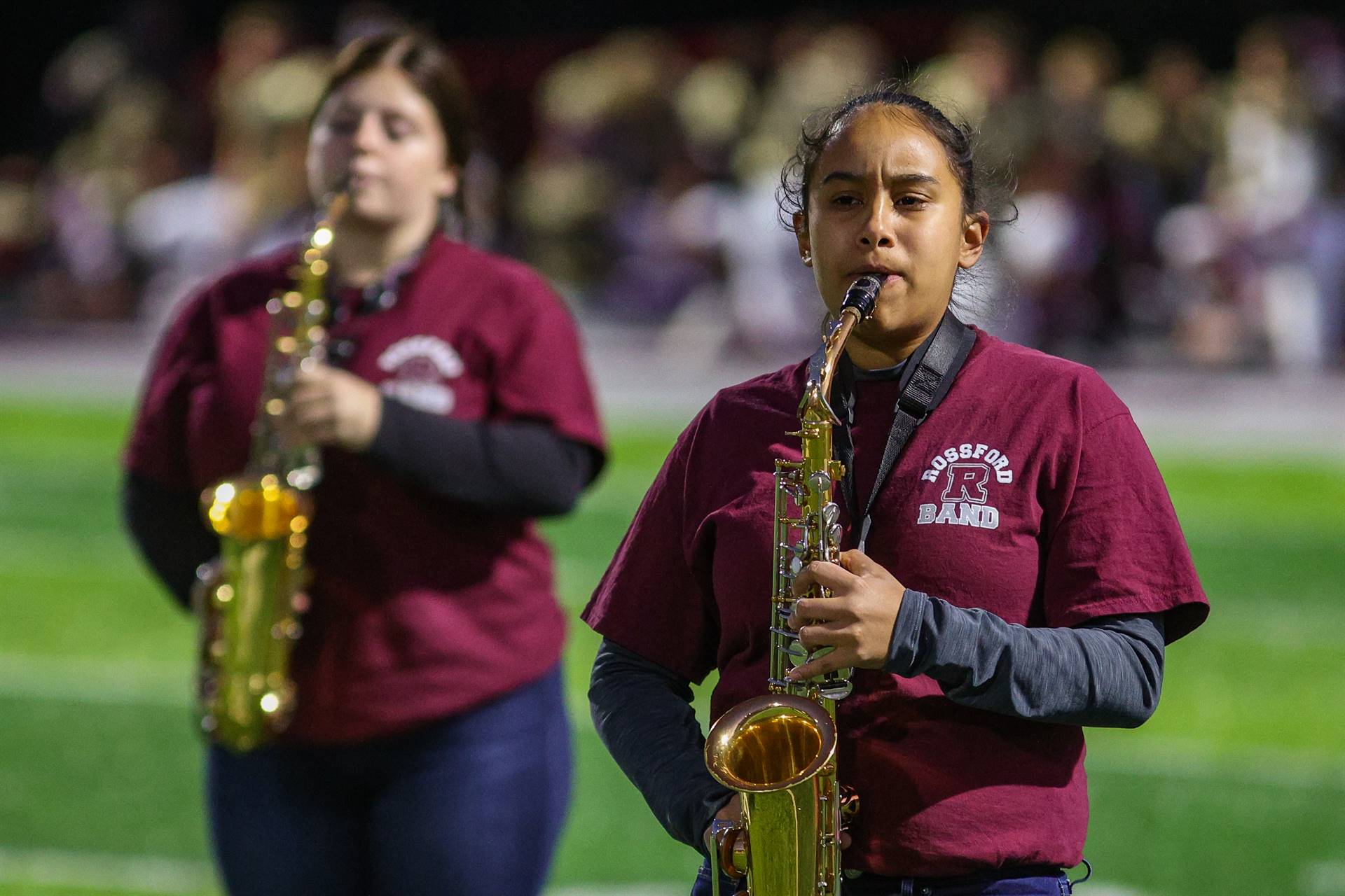 Photo of Rossford Band performance at halftime.