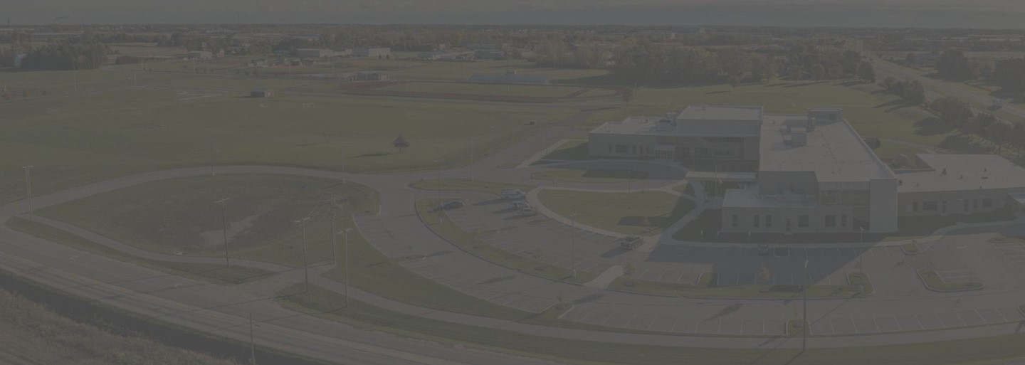 Aerial photo of the Rossford Elementary campus with a dark grey shading.