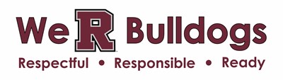 PBIS Logo says 'We R Bulldogs' - Respectful, Responsible, Ready